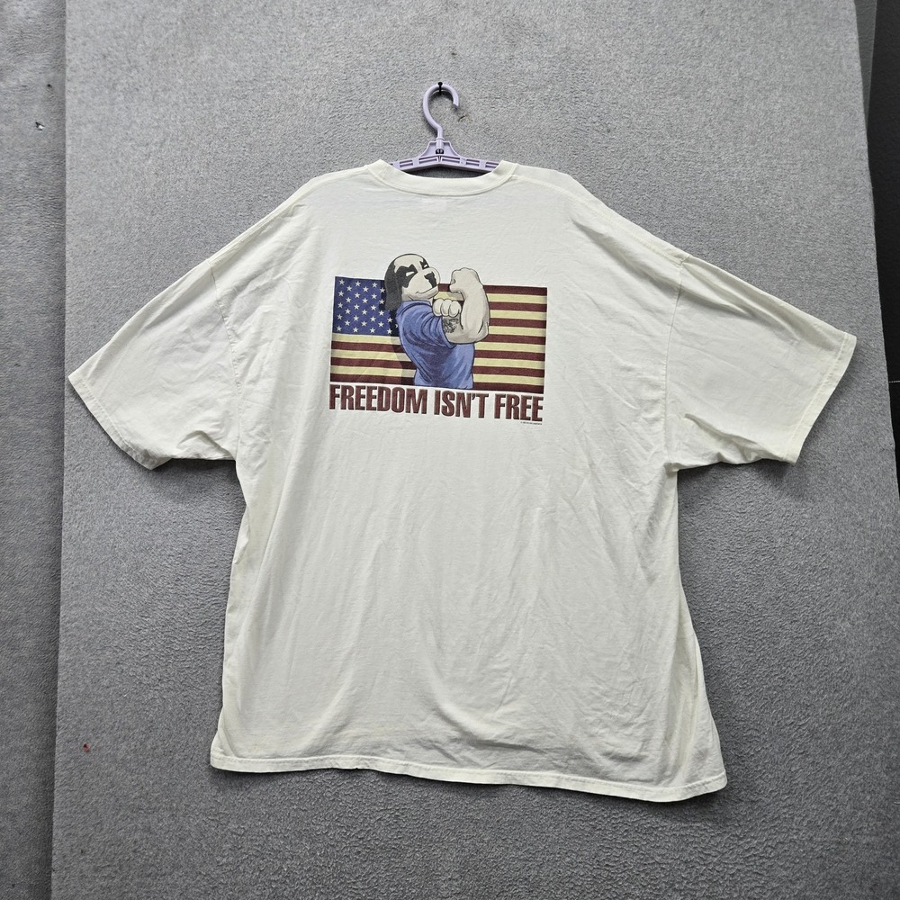 Big Dogs Men Shirt 4X White Graphic Dog American Flag Patriotic Logo